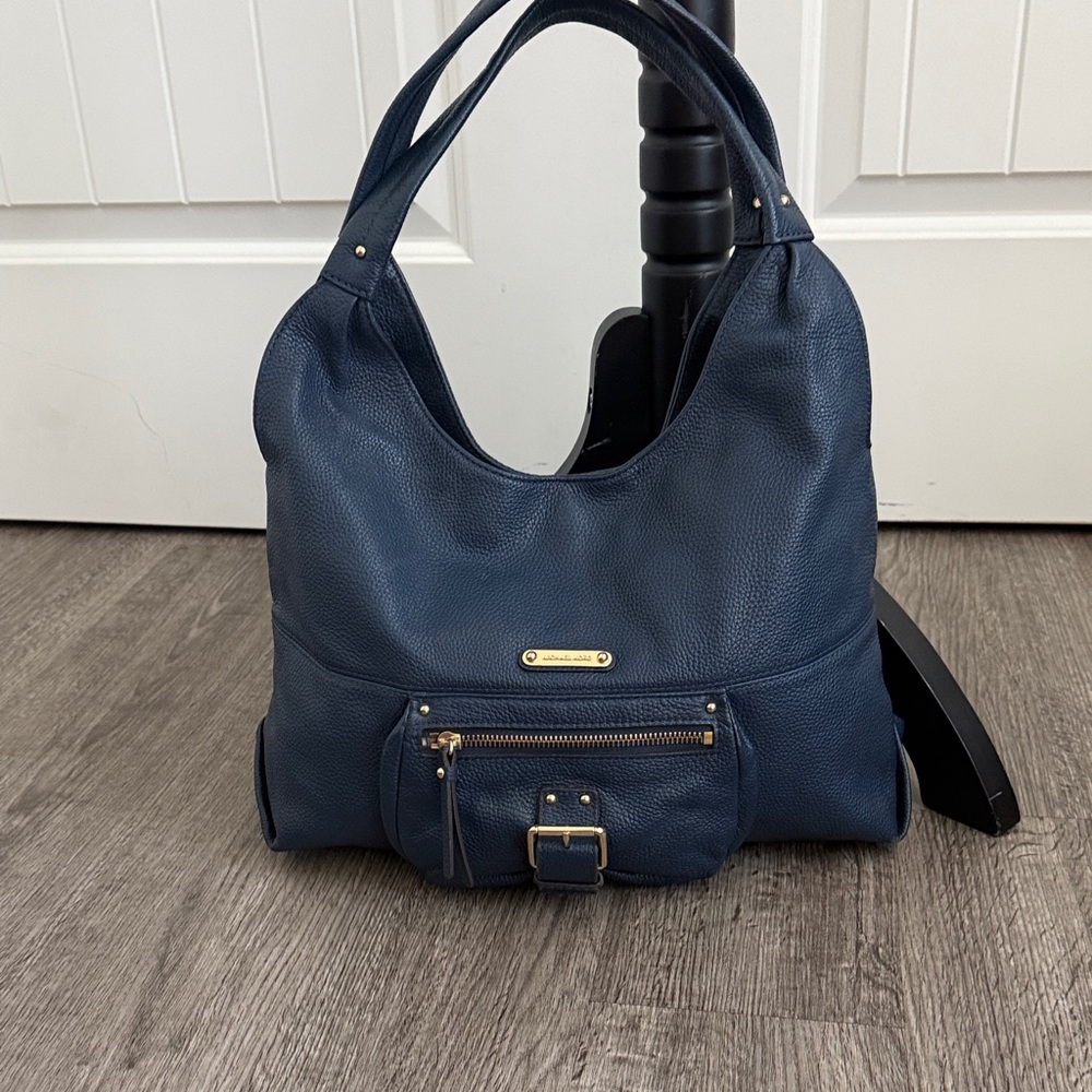 MICHAEL Michael Kors Navy Hobo Bag with Gold Details